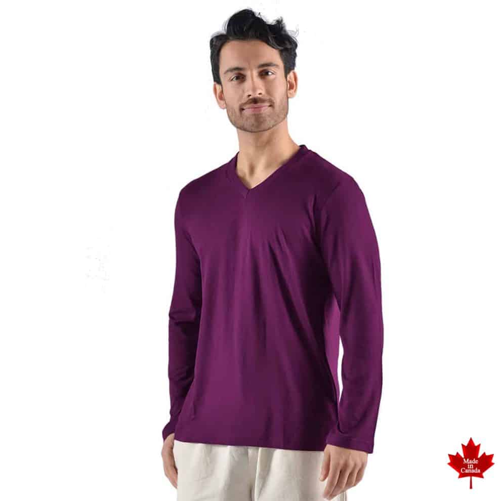 Men's Bamboo/OC Long Sleeve V-Neck T-shirt | Effort's Eco-Essentials